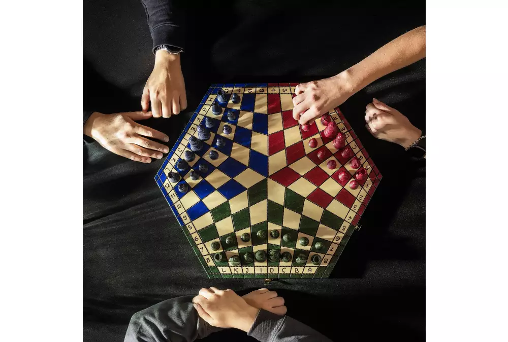 Szachy dla trójki graczy - duże (trójkolorowe)